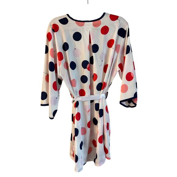 Kate Spade Silky Polka Dot Balloon Short Robe Belted Size XS/S Pockets V Neck - Picture 4 of 6